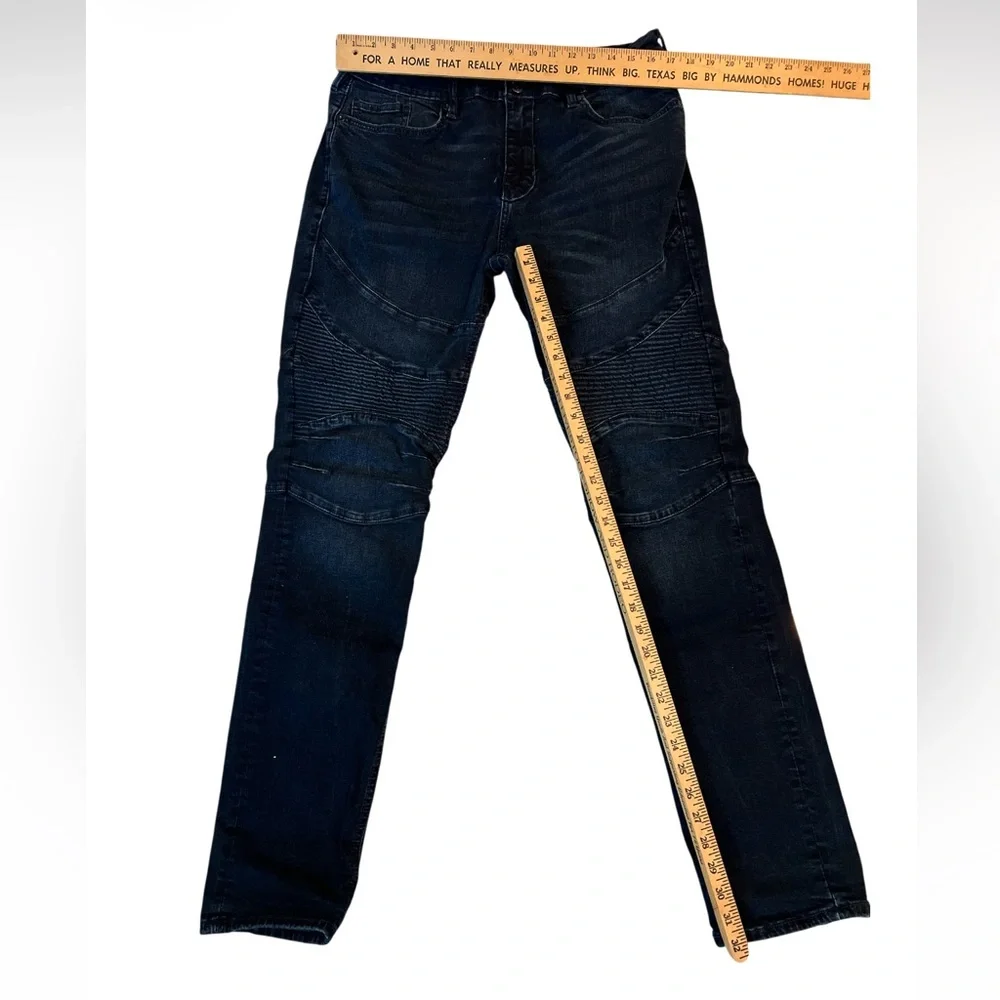 True Religion Rocco Moto Slim Fit Jeans Dark‎ Wash Mens 36x33